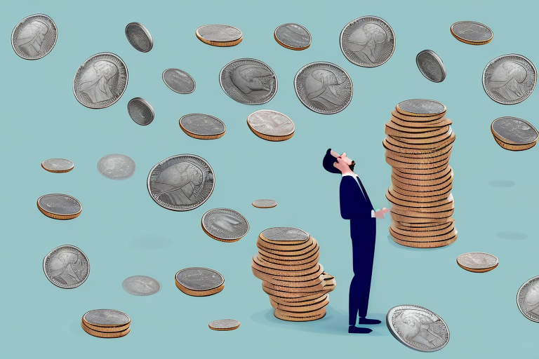 A person dreaming of a large pile of coins