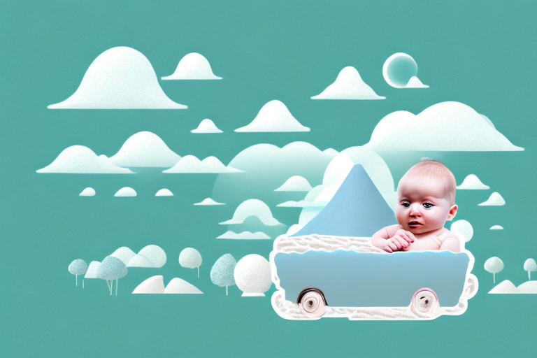 A dreamy landscape with a baby-themed object in the foreground