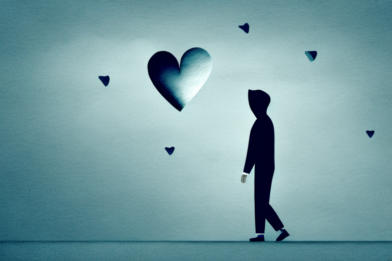 A person walking away from a broken heart