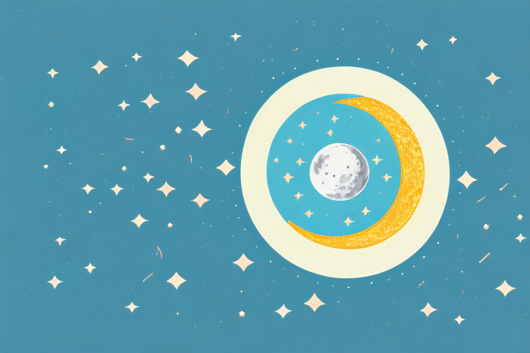 A dreamy landscape with a stylized sun