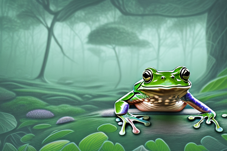 A frog in a dream-like setting