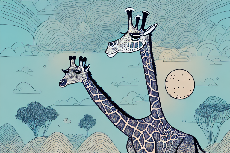 A giraffe in a dream-like setting