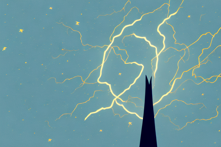 A lightning bolt striking a tree in a night sky