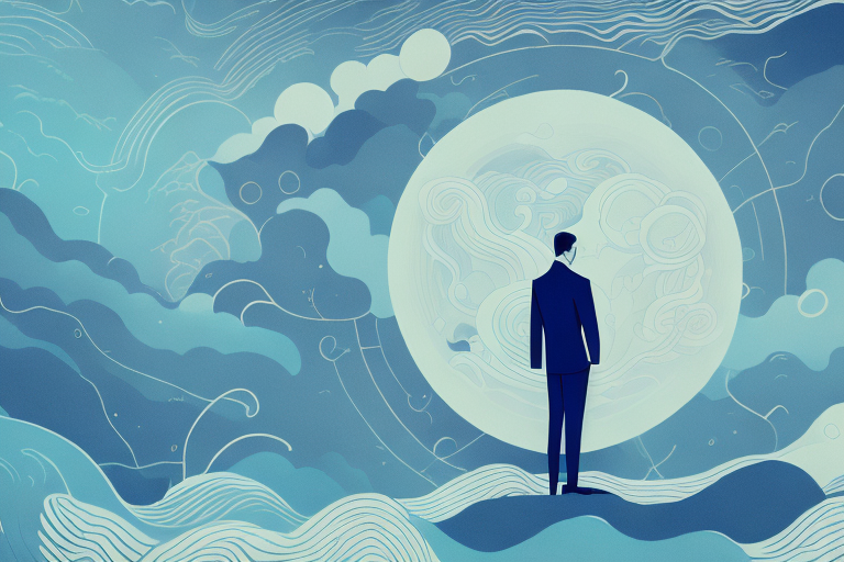 A dreamscape with a mysterious figure in the background