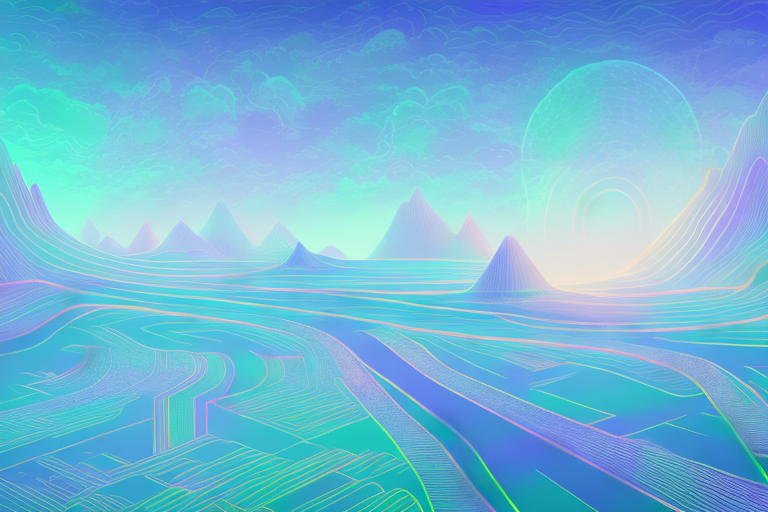 A dreamscape with a path leading to a distant horizon