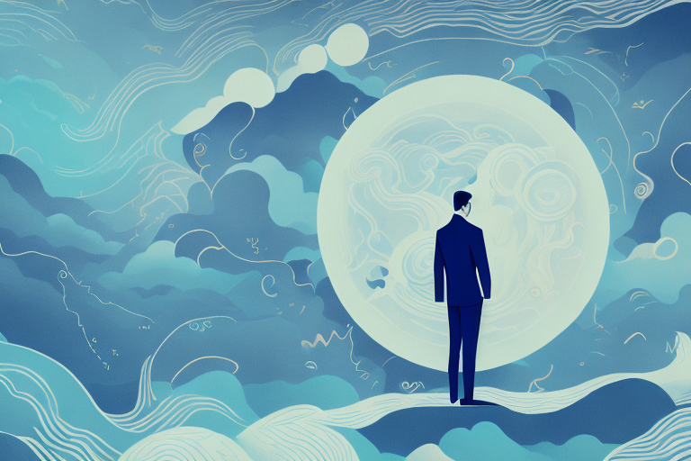 A dreamscape with a mysterious figure in the background