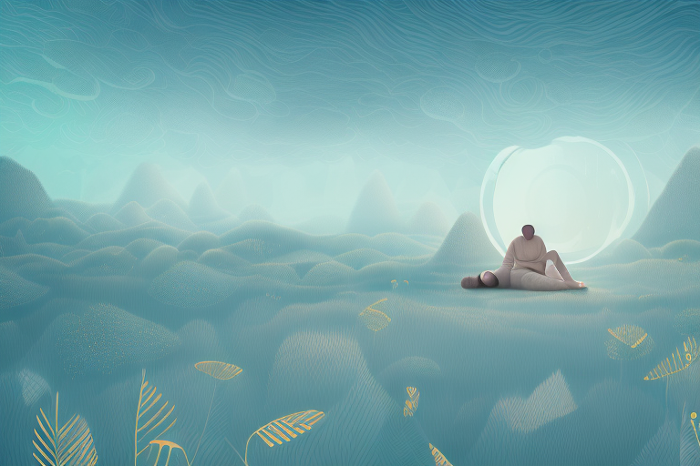 A person sleeping peacefully in a dream-like landscape