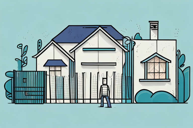 A house with a fence between two yards