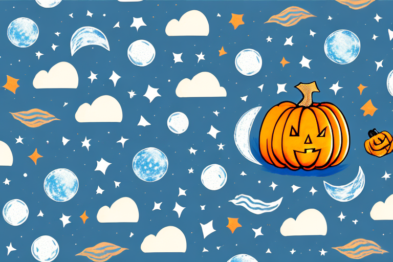 A pumpkin surrounded by stars