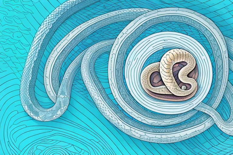 A python curled up in a dream-like setting
