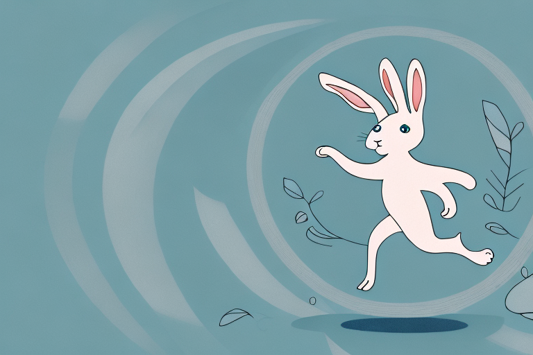 A rabbit running away in a dream-like setting