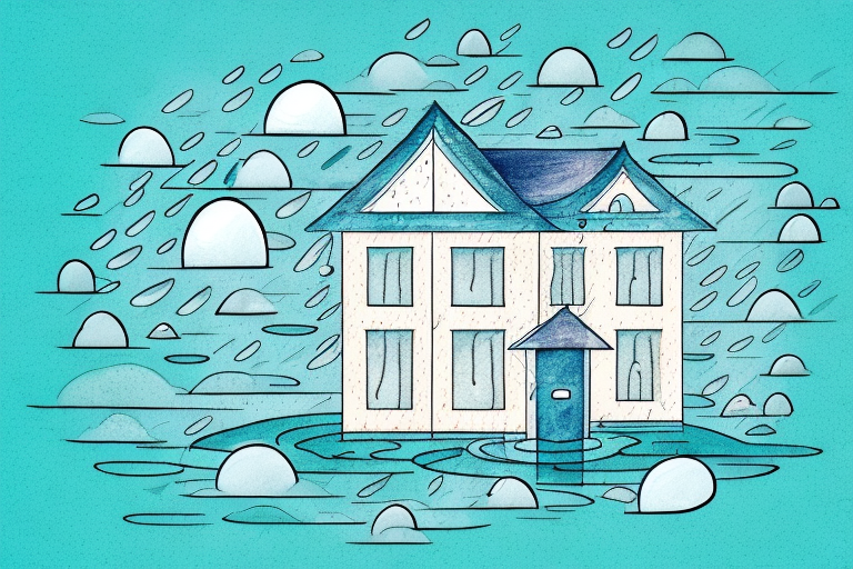 A house with rain pouring down on it