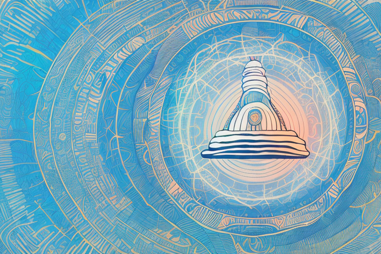 A dreamscape with a giant phallic symbol in the center