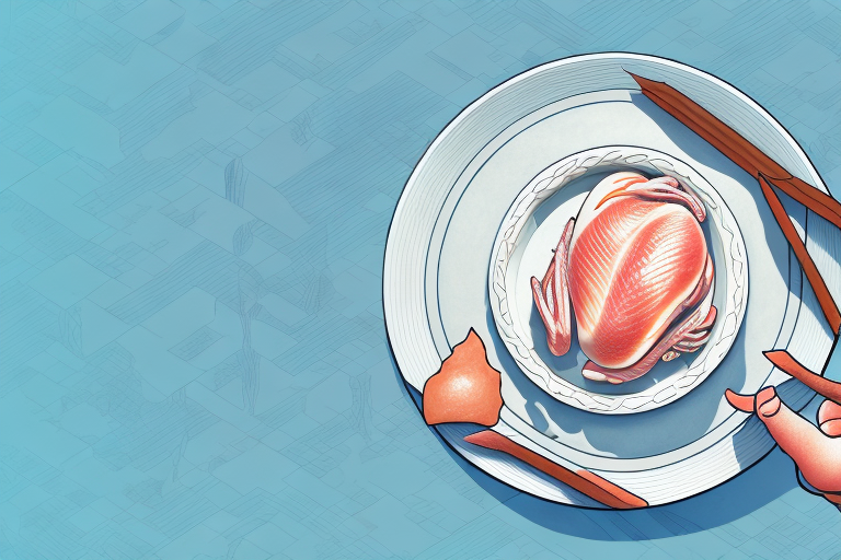A raw chicken in a dream-like setting