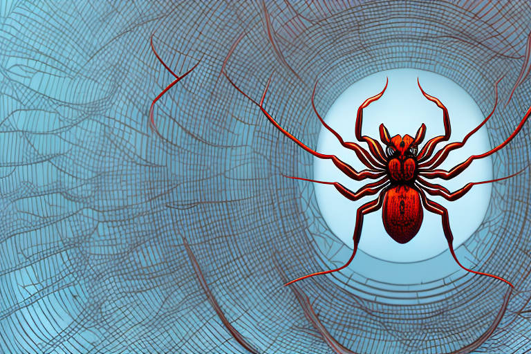 A red spider in a dream-like setting