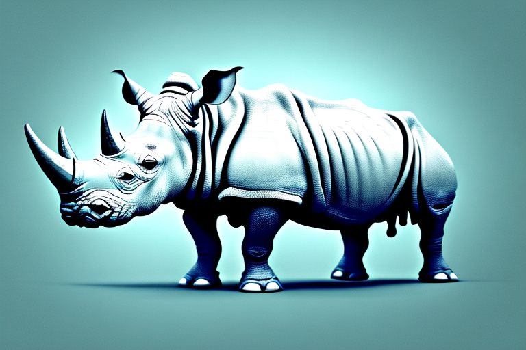 A rhino in a dream-like setting