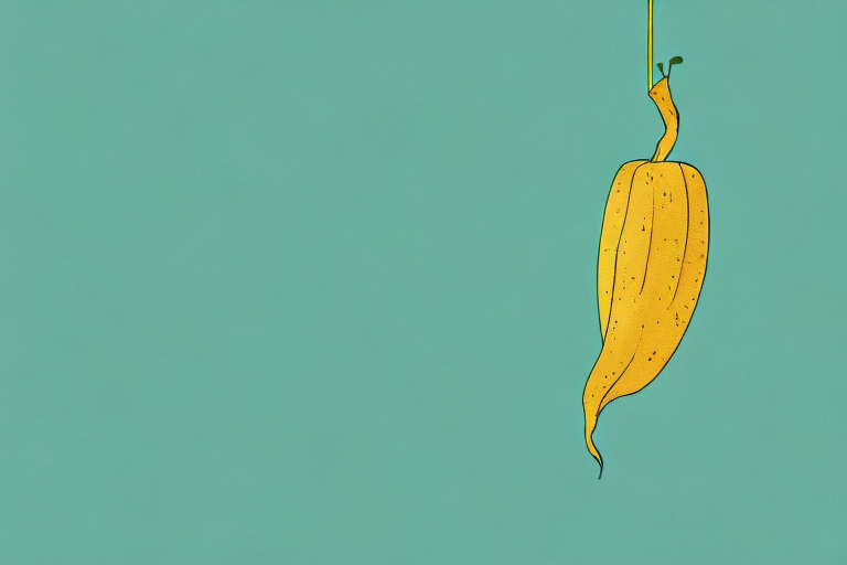 A ripe plantain hanging from a tree in a dream-like setting
