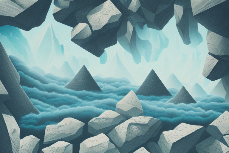 A dreamscape featuring rocks and other natural elements