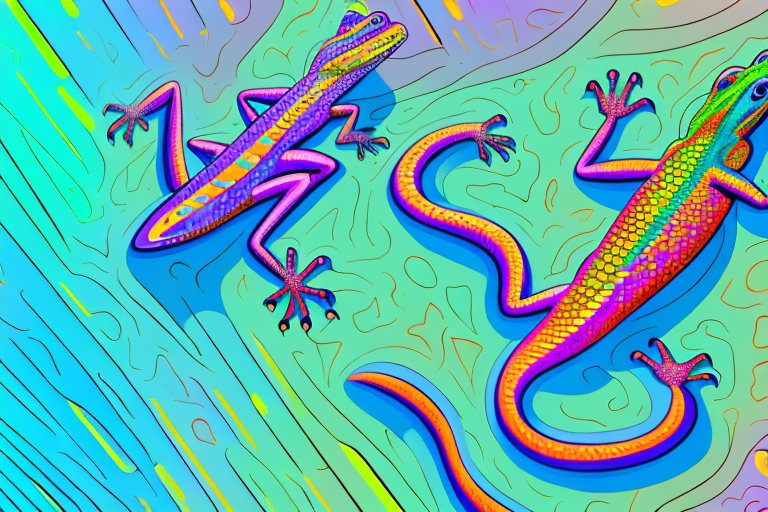 A colorful lizard in a dream-like setting