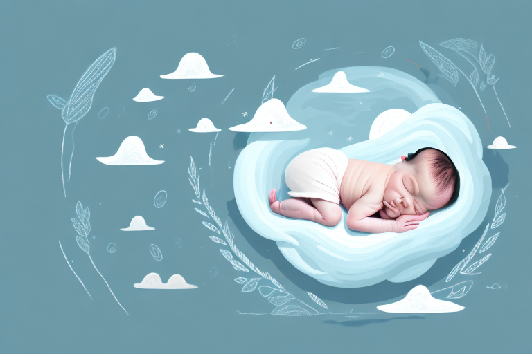 A baby sleeping peacefully in a dream-like environment