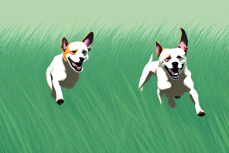 A dog running through a field of tall grass
