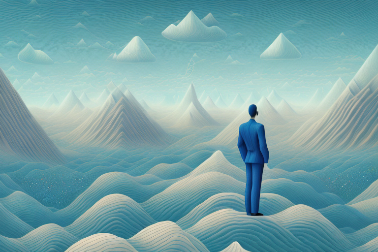 A person dreaming of a surreal landscape