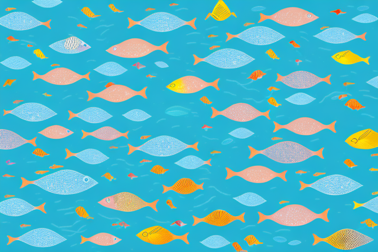 A school of fish swimming in a dream-like underwater environment