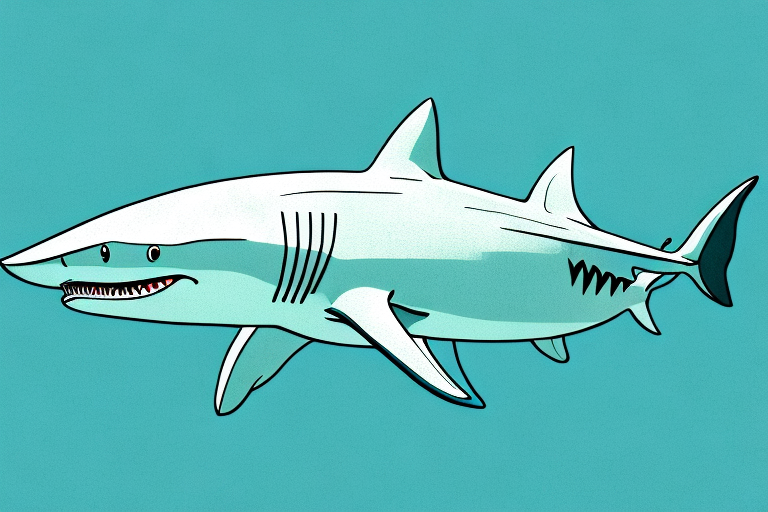 A shark swimming in the ocean with a menacing look