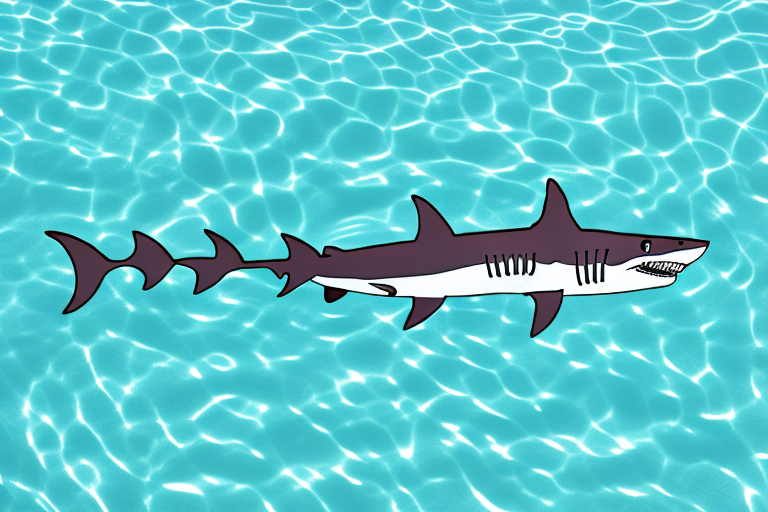 A pool with a shark swimming in it