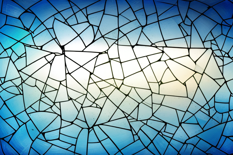 A broken glass window