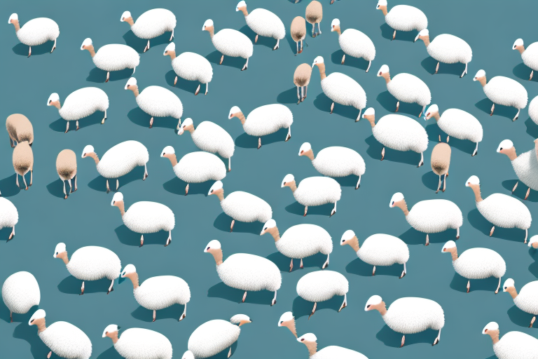 A flock of sheep charging towards the viewer