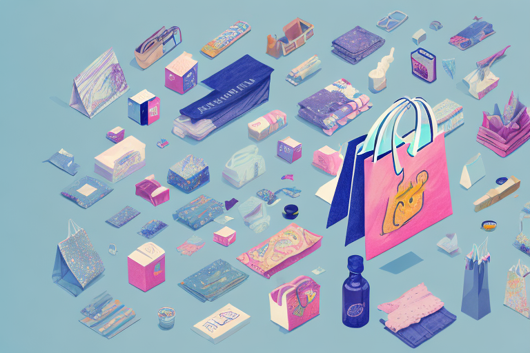 A shopping bag overflowing with items