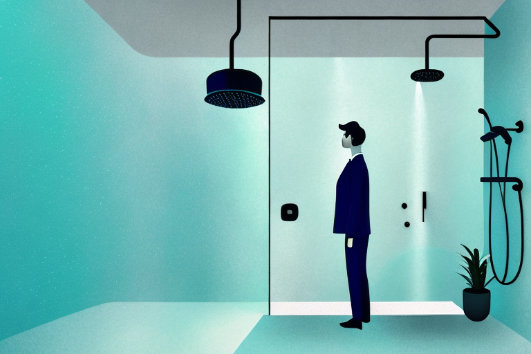 A person standing in a shower