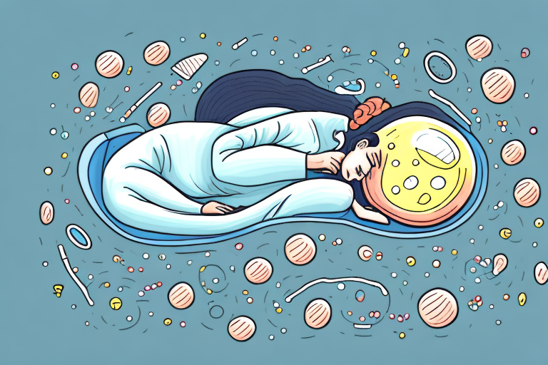A person sleeping in a bed with a dream bubble above them