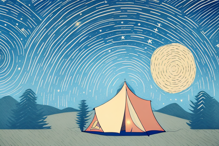 A person sleeping in a tent under a starry night sky