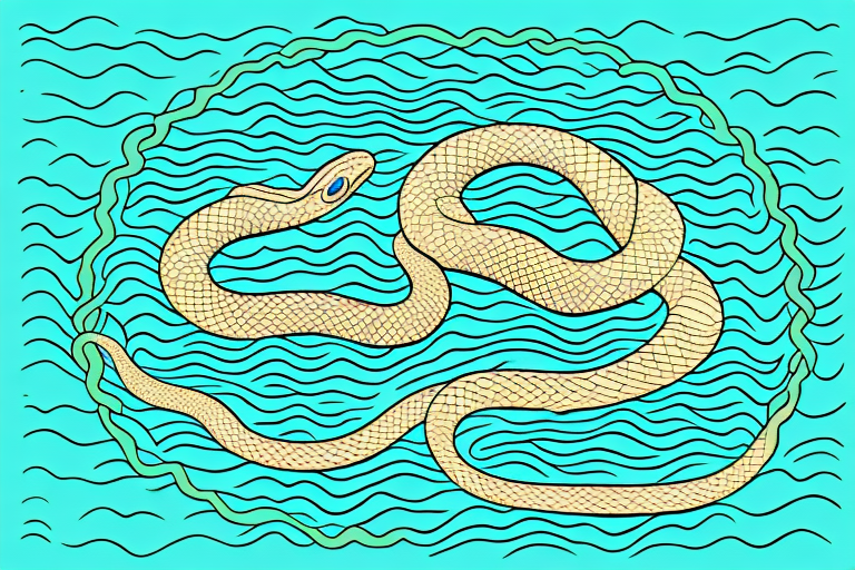 A snake swimming in a body of water