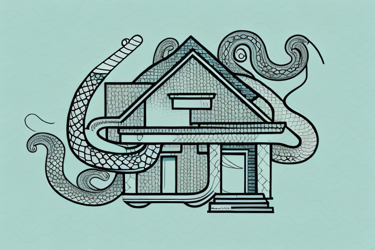 A house with a snake winding around it
