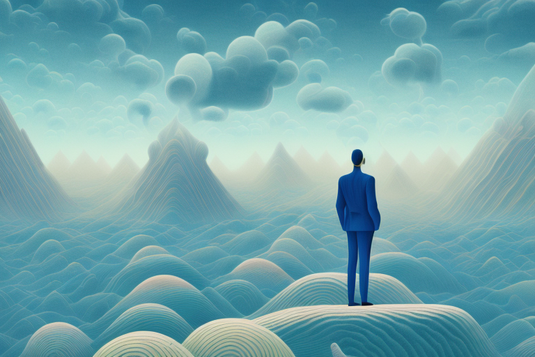 A person dreaming of a surreal landscape with a feeling of obsession