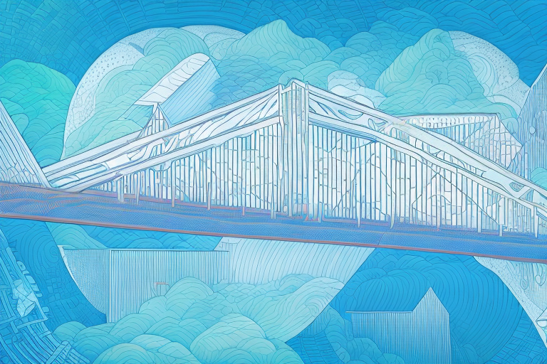 A dreamscape with a bridge connecting two worlds