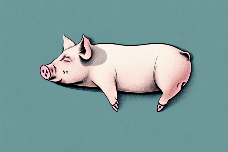 A pig sleeping peacefully in a dream-like setting