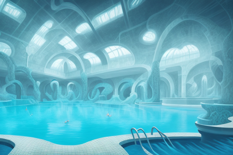 A pool in a dreamlike setting