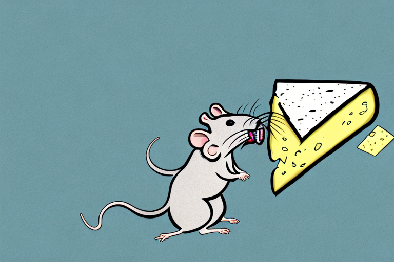 A rat biting into a piece of cheese