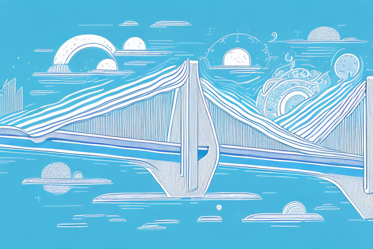 A dreamscape with a bridge connecting two worlds