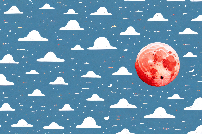 A red moon in the night sky