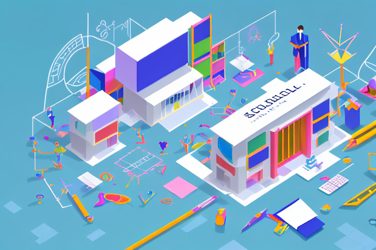 A school building with a dream-like quality