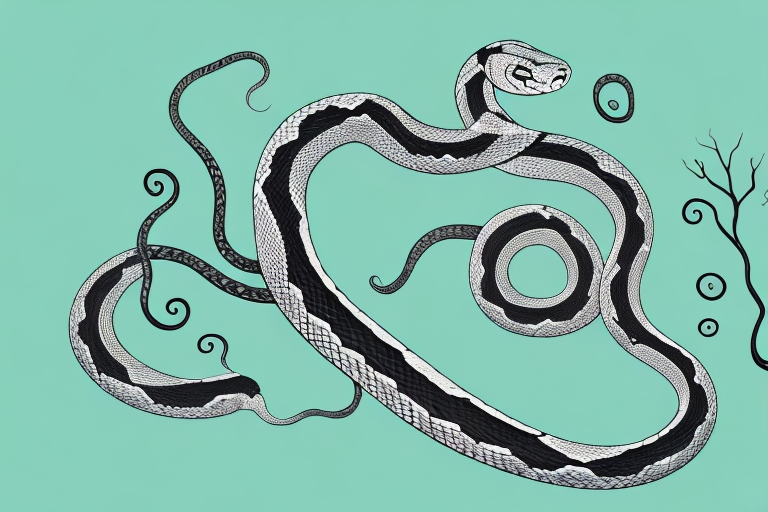 A small snake coiled around a tree branch