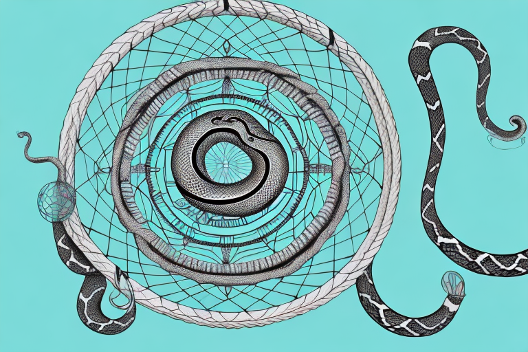 A snake coiled around a dreamcatcher