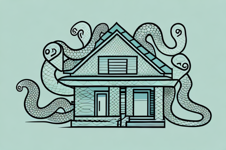A house with a snake slithering around it