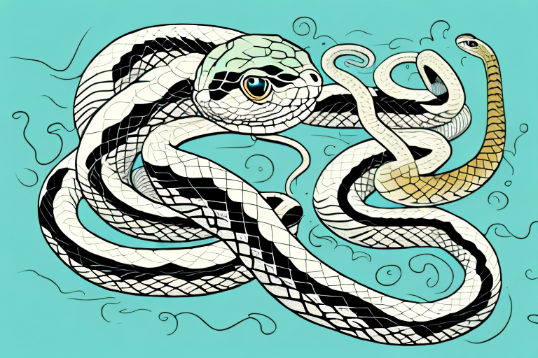 A snake winding its way through a house