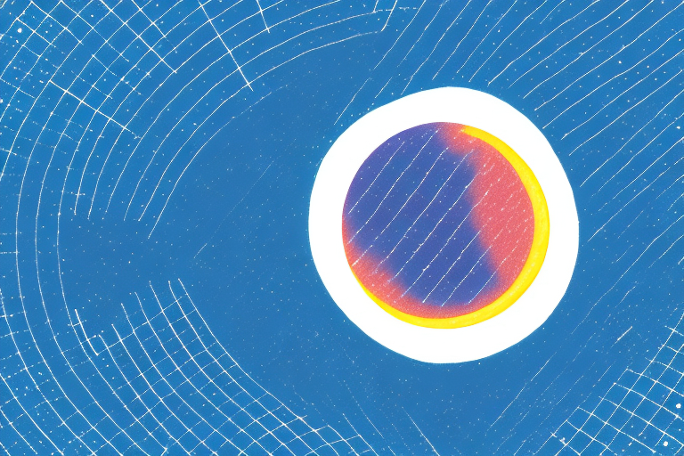 A night sky with a solar eclipse in the center